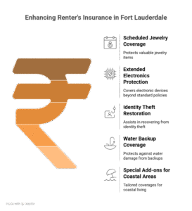 Coverage options and optional coverages for Fort Lauderdale renters including personal property protection, liability coverage, and add-ons for coastal risks.