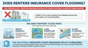 Does Renters Insurance Cover Flooding – explanation of flood exclusions and coverage options for Orlando renters.