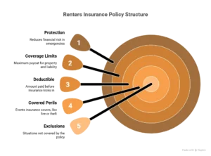 Visual breakdown of how renters insurance policies work for tenants.