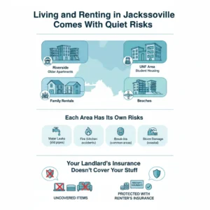 Local renter in Jacksonville learning about renters insurance coverage