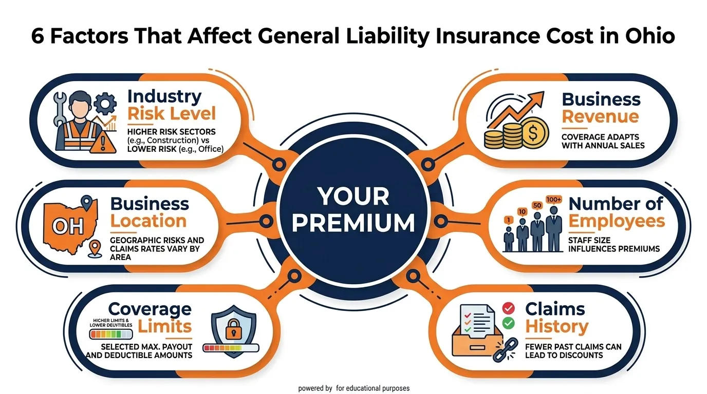 Factors that affect general liability insurance cost for small businesses
in Ohio