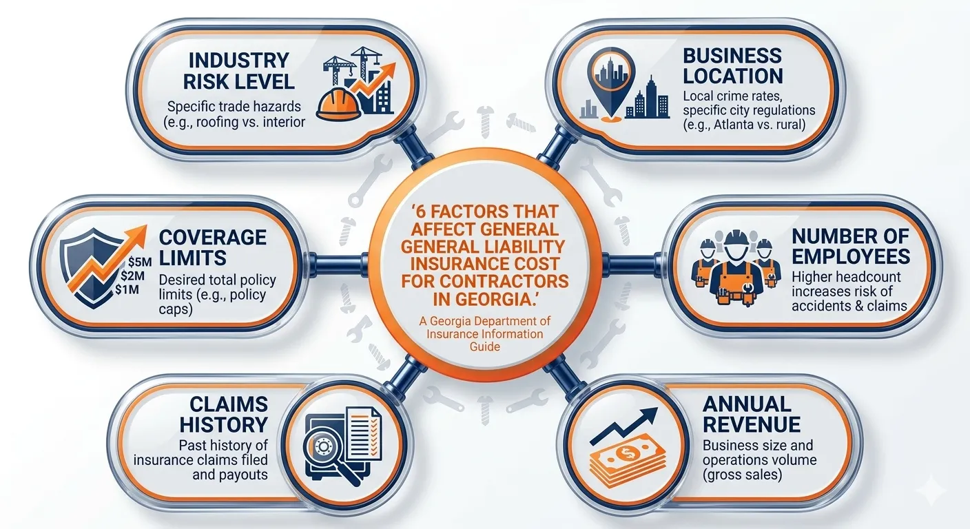 Factors that affect general liability insurance cost for contractors in Georgia