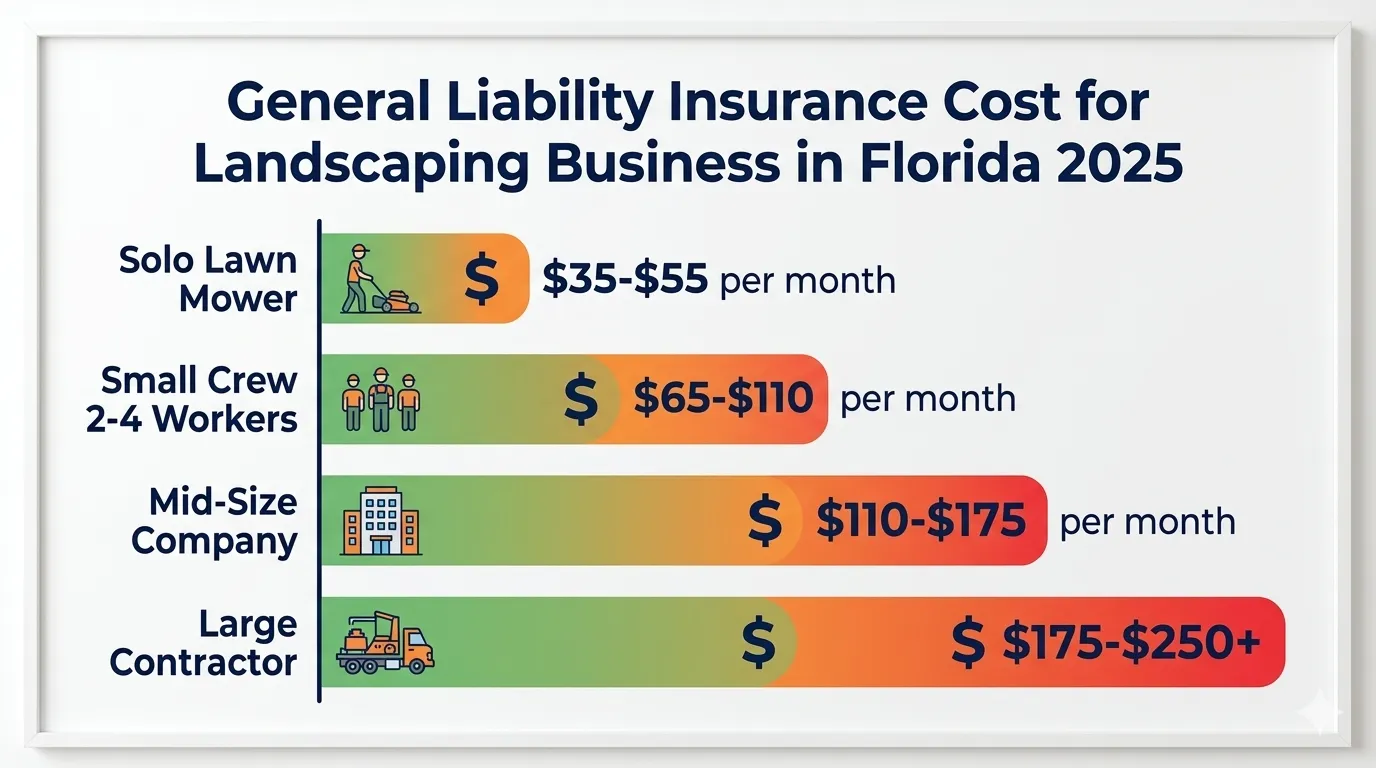 General liability insurance cost for landscaping business 
in Florida by business size 2025