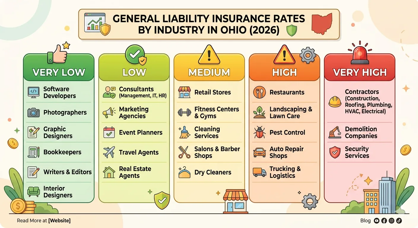 General liability insurance rates by industry for small businesses in Ohio