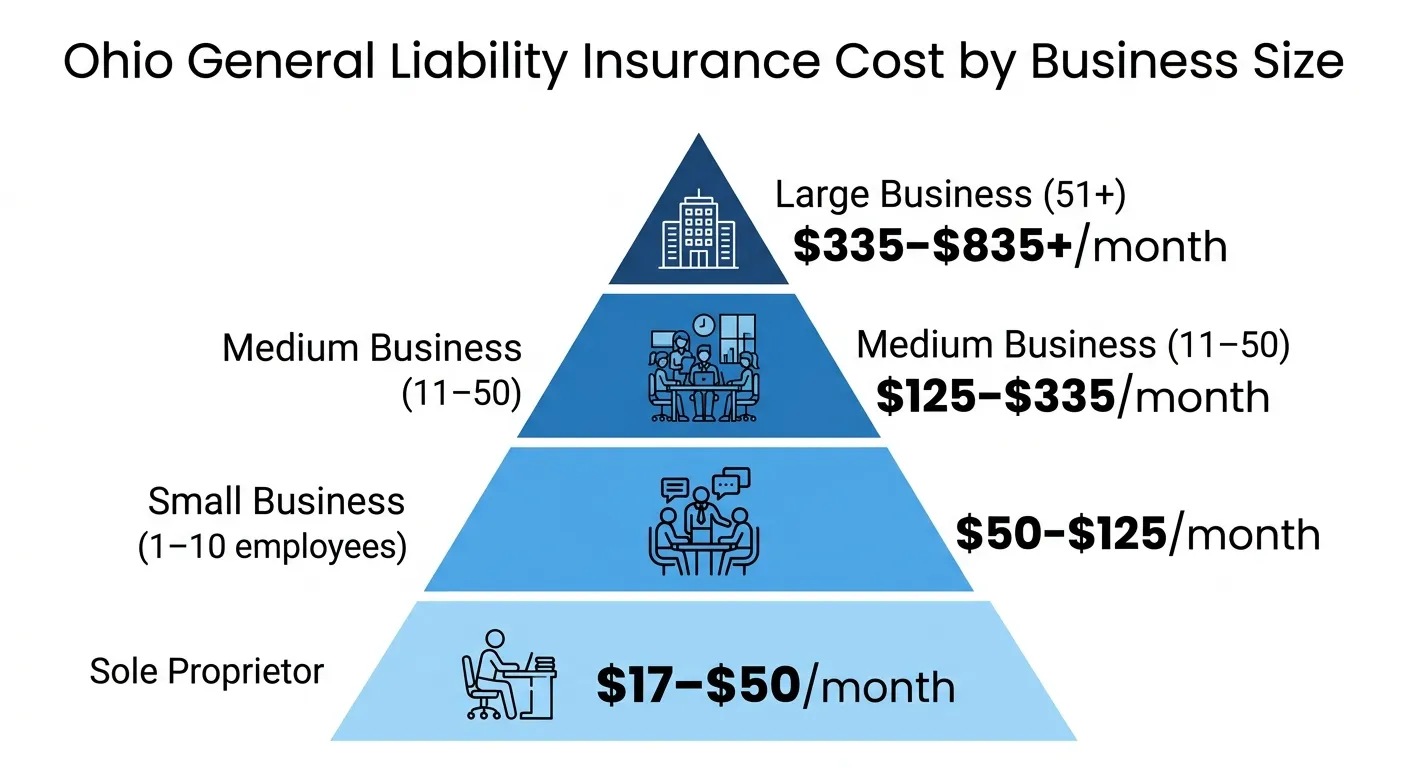 How much is general liability insurance for a small business in Ohio
by business size