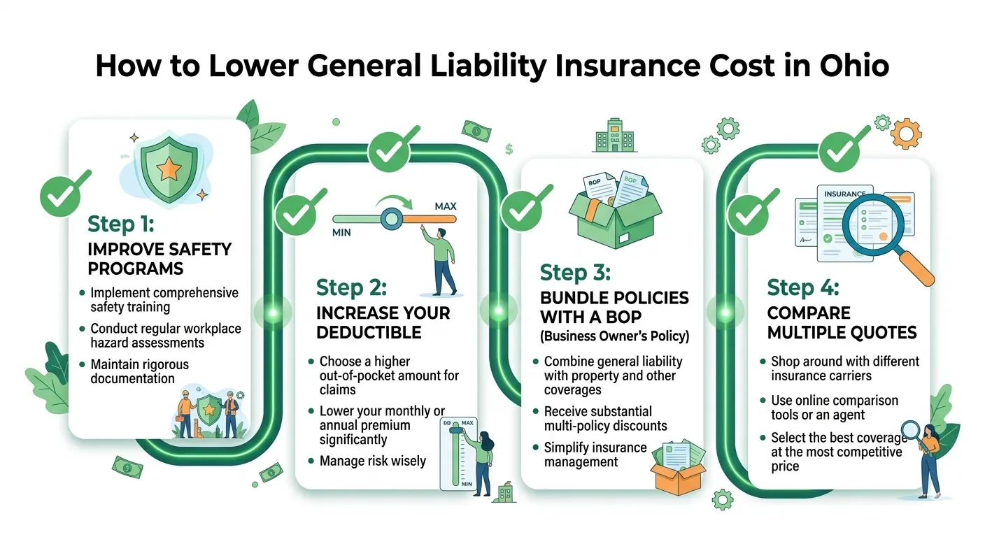 How to lower general liability insurance cost for a small business in Ohio