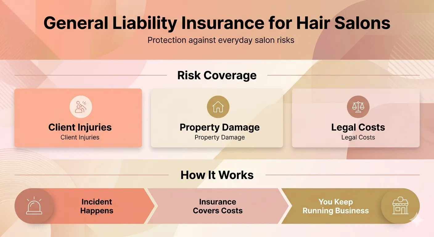 Salon owner in Florida reviewing general liability insurance documents for business protection.