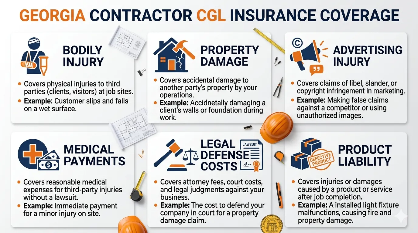 What general liability insurance covers for contractors in Georgia