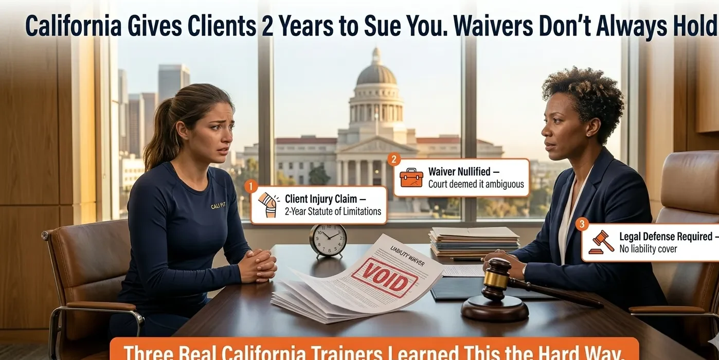 California personal trainer liability waiver invalidated lawsuit - 2 year statute of limitations fitness negligence