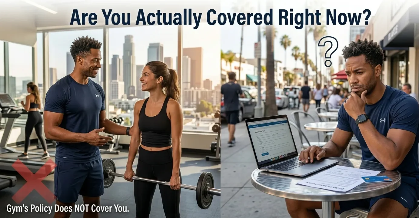 personal trainer California insurance coverage gap - gym policy does not cover independent contractors