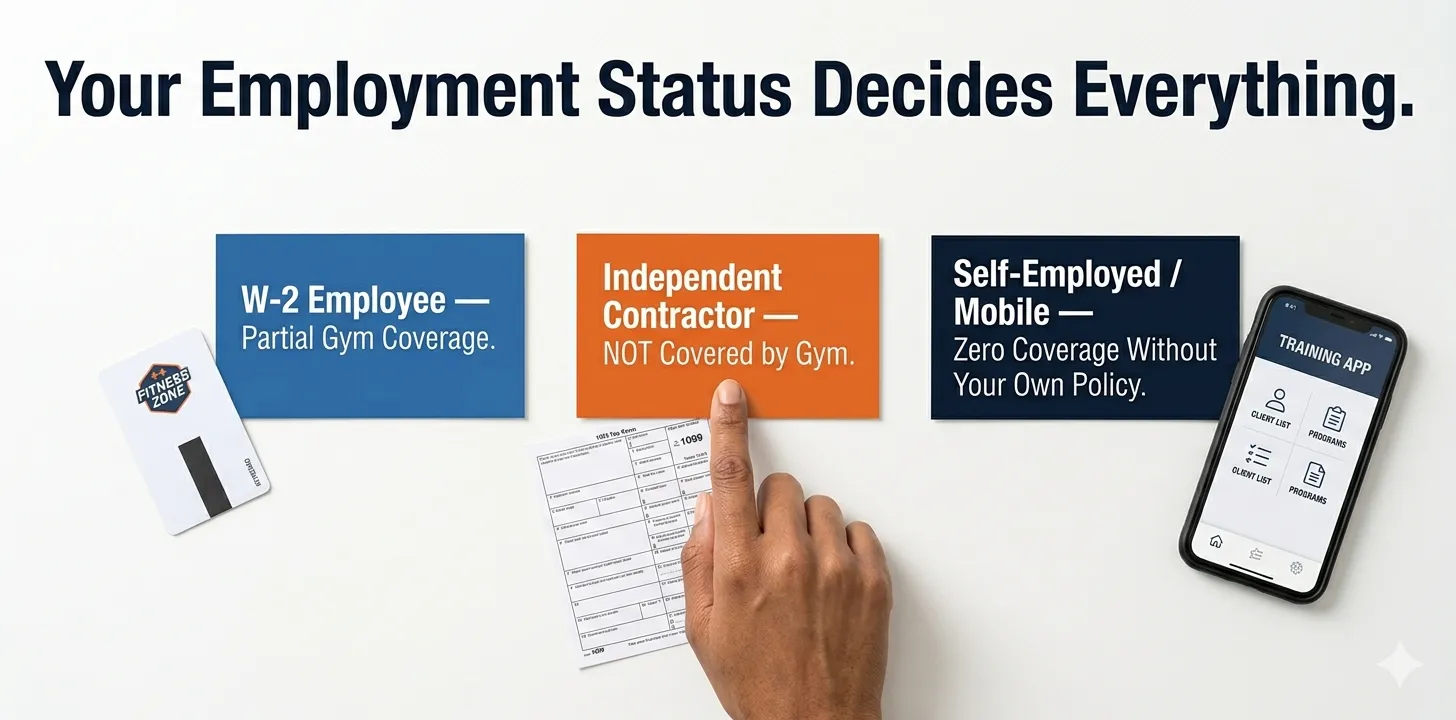 personal trainer employment status California insurance - W2 independent contractor self-employed coverage differences