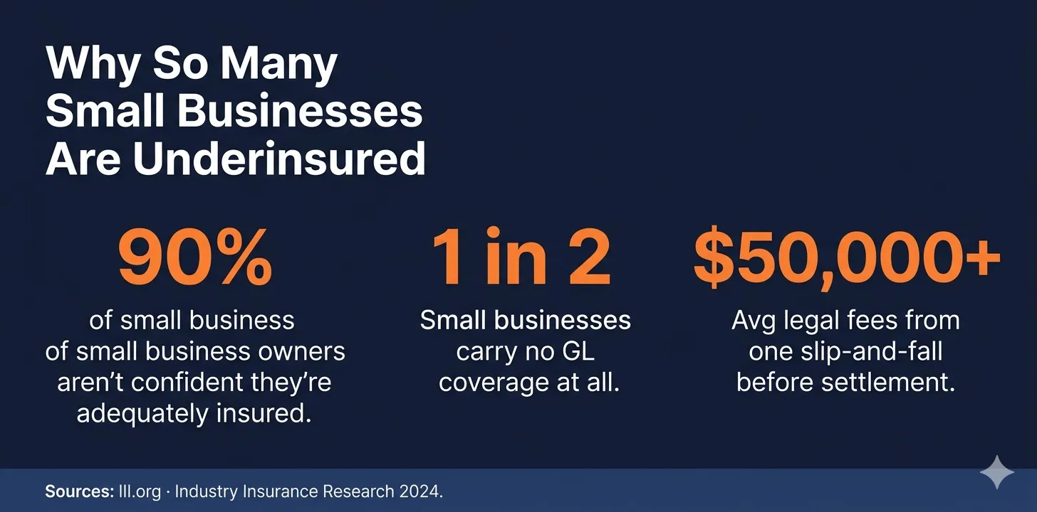 small business general liability insurance statistics underinsured data 2024