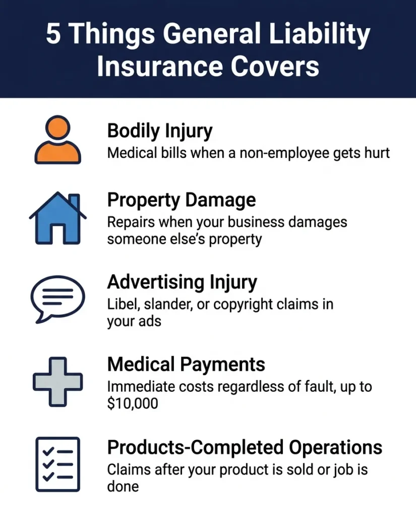 what does general liability insurance cover for small business - bodily injury property damage legal defense overview