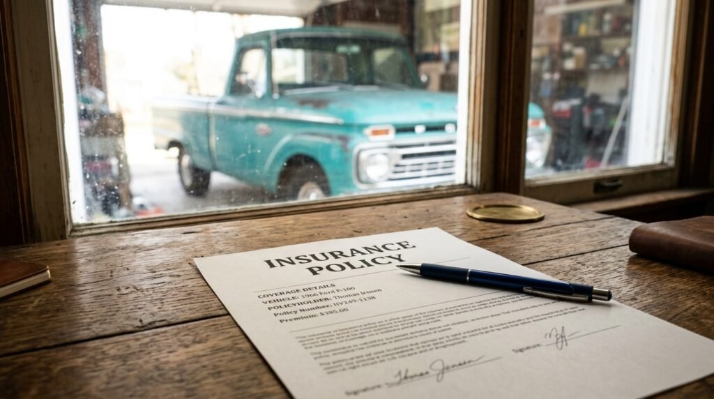 Agreed value classic pickup insurance policy document for vintage truck collector coverage